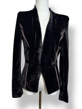WYLDR Velvet Whimsigoth Blazer Jacket Black Open Front Size Large